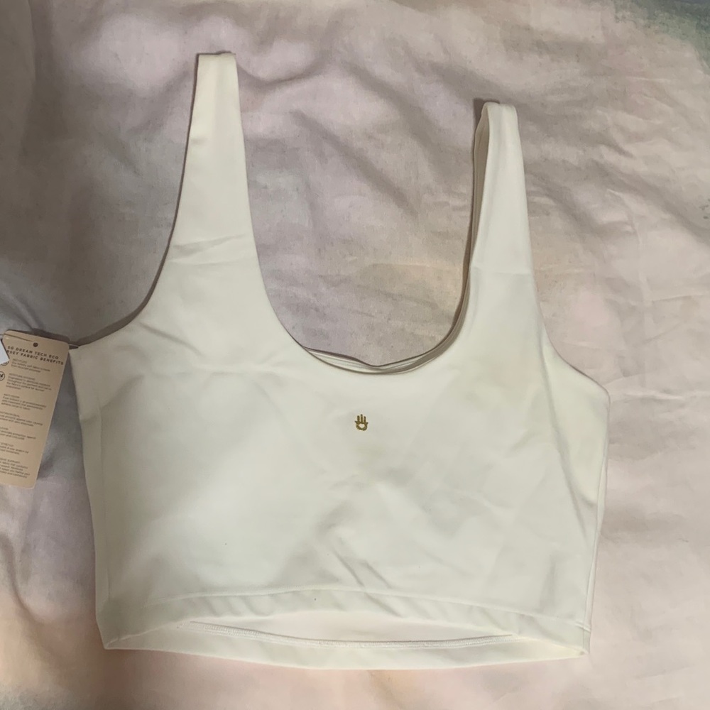 Spiritual Gangster White Indie Crop Tank with Gold Logo NWT